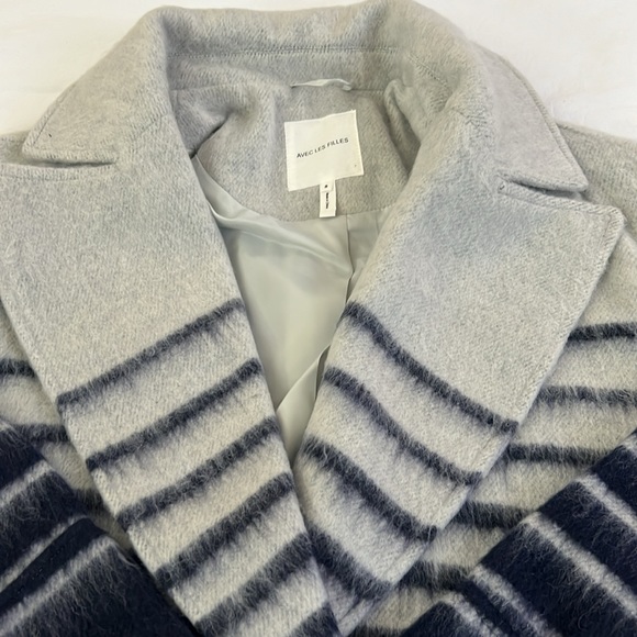 AVEC LES FILLES Oversized Wool Blend Coat S-M Gray Blue - Picture 4 of 7